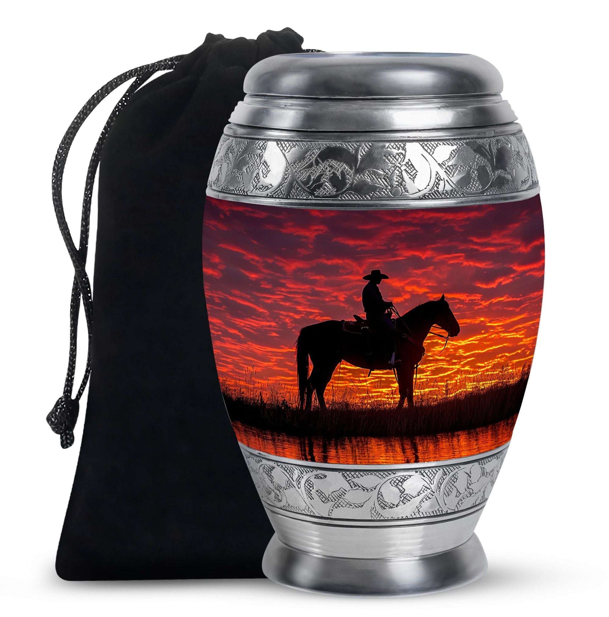 Cowboy Theme Large Urn 10 Inch