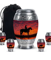Cowboy Theme Large Urn With 4 Keepsake Urn