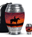 Cowboy Theme Large Urn With 1 Keepsake Urn