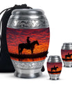 Cowboy Theme Large Urn With 2 Keepsake Urn