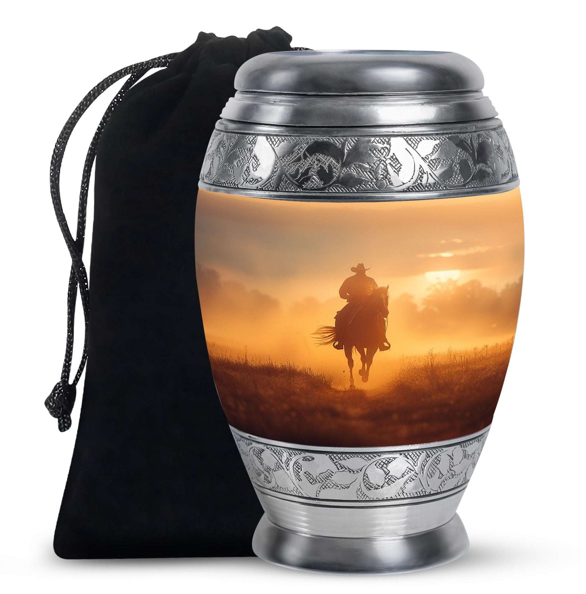 Cowboy Theme Large Urn 10 Inch