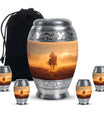 Cowboy Theme Large Urn With 4 Keepsake Urn
