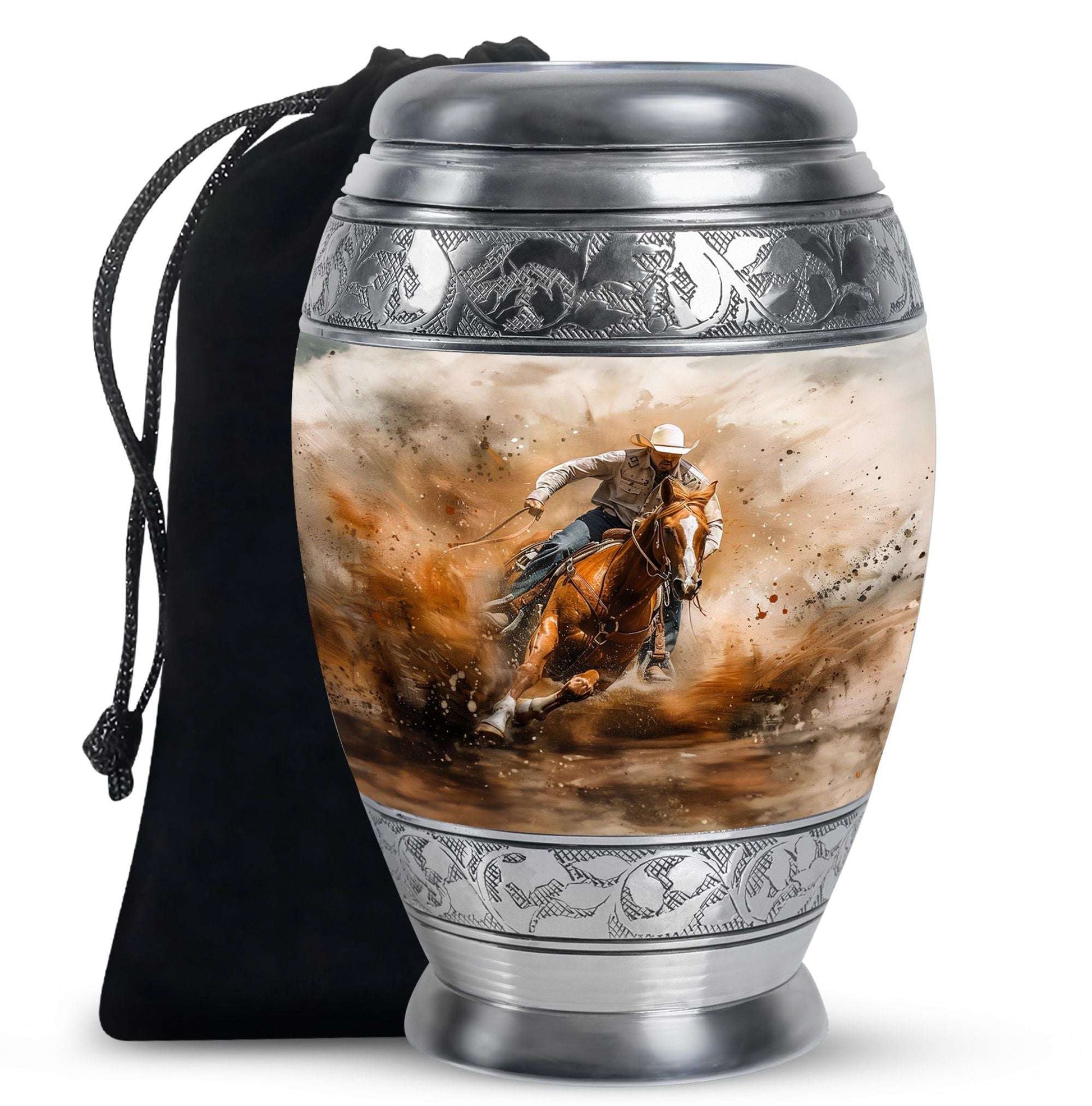 Cowboy Theme Large Urn 10 Inch