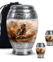 Cowboy Theme Large Urn With 2 Keepsake Urn