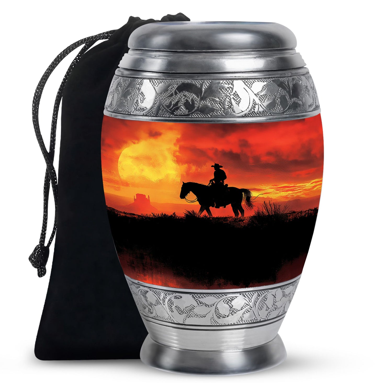 Cowboy Theme Large Urn 10 Inch