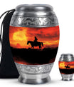 Cowboy Theme Large Urn With 1 Keepsake Urn