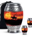 Cowboy Theme Large Urn With 2 Keepsake Urn