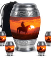 Cowboy Theme Large Urn With 4 Keepsake Urn