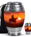 Cowboy Theme Large Urn With 1 Keepsake Urn