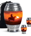 Cowboy Theme Large Urn With 2 Keepsake Urn