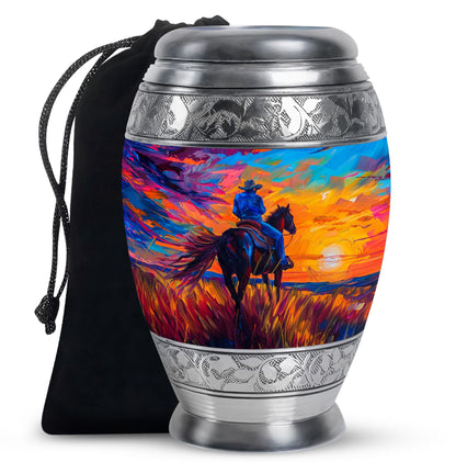 Cowboy Theme Large Urn 10 Inch