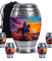 Cowboy Theme Large Urn With 4 Keepsake Urn