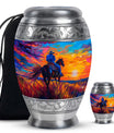 Cowboy Theme Large Urn With 1 Keepsake Urn