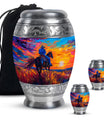 Cowboy Theme Large Urn With 2 Keepsake Urn