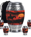 Cowboy Theme Large Urn With 4 Keepsake Urn