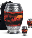 Cowboy Theme Large Urn With 2 Keepsake Urn