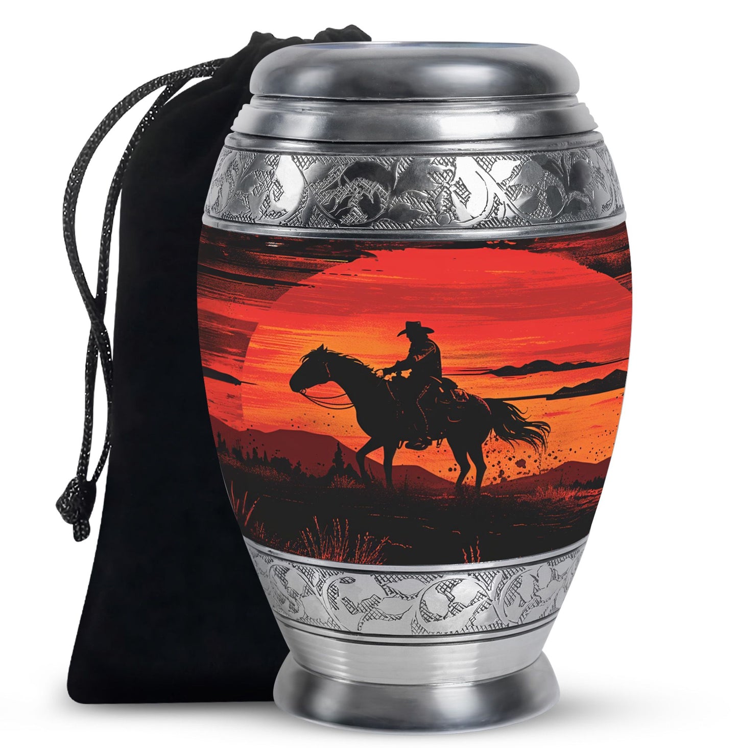 Cowboy Theme Large Urn 10 Inch