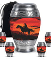 Cowboy Theme Large Urn With 4 Keepsake Urn