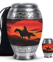 Cowboy Theme Large Urn With 1 Keepsake Urn