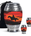 Cowboy Theme Large Urn With 2 Keepsake Urn