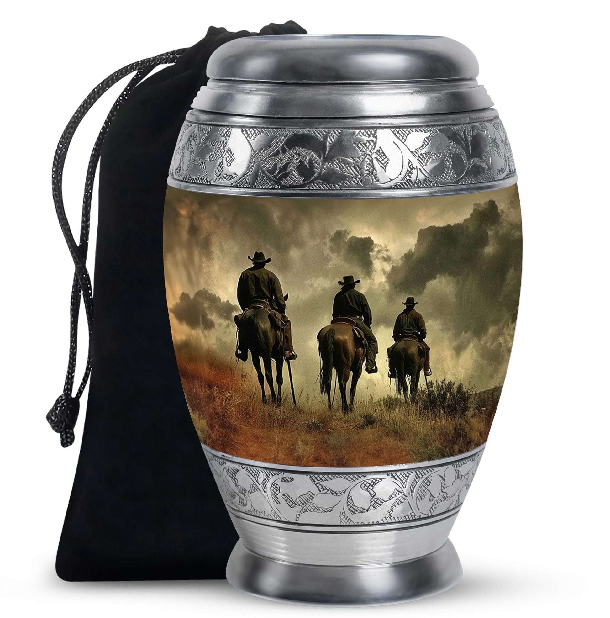 Cowboy Theme Large Urn 10 Inch