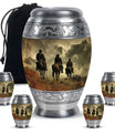 Cowboy Theme Large Urn With 4 Keepsake Urn