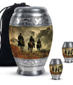 Cowboy Theme Large Urn With 2 Keepsake Urn