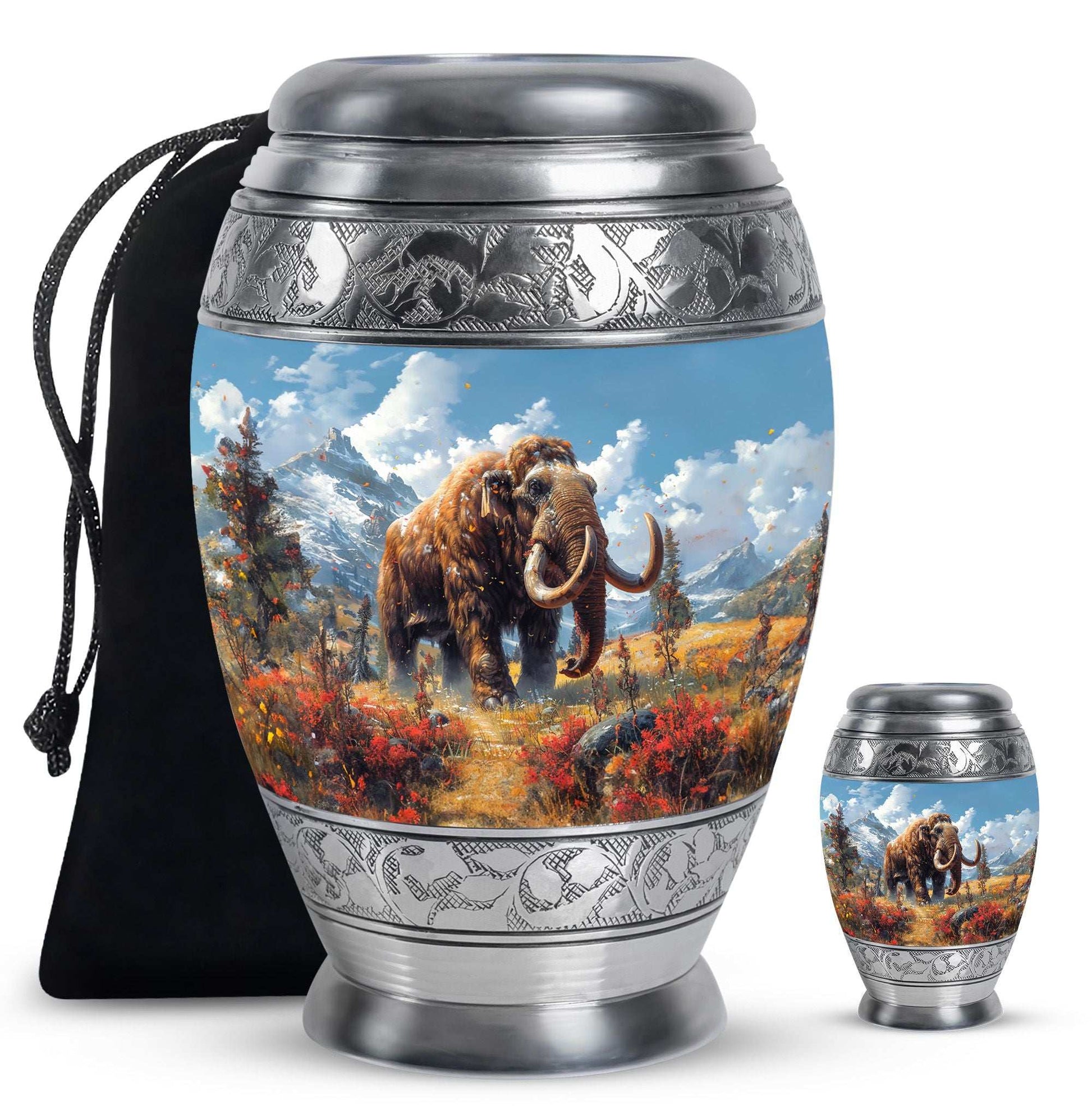 Mamoth Theme Large Urn With 1 Keepsake Urn
