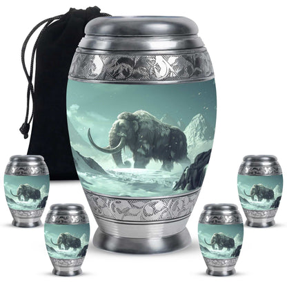Mamoth Theme Large Urn With 4 Keepsake Urn