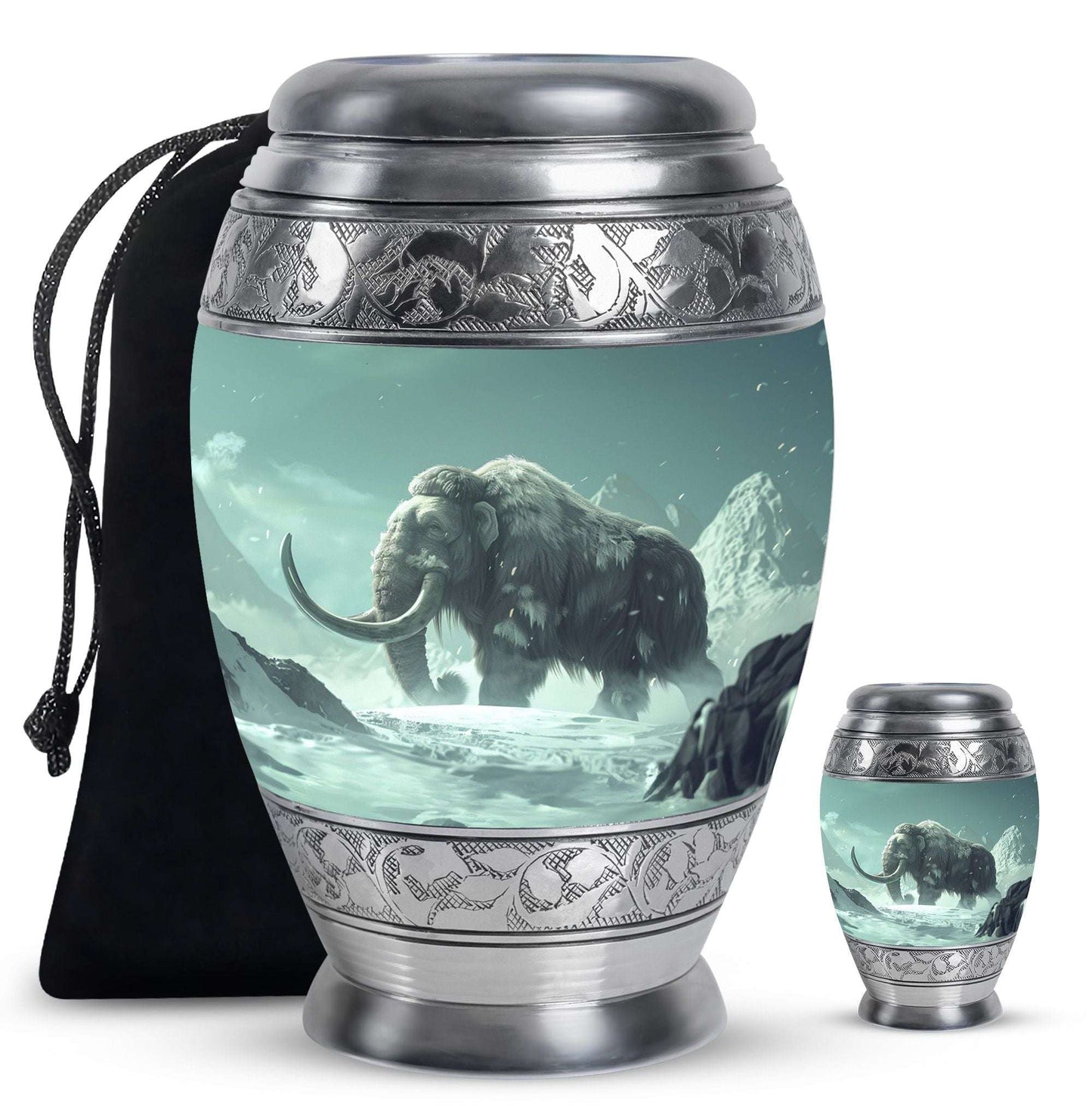 Mamoth Theme Large Urn With 1 Keepsake Urn