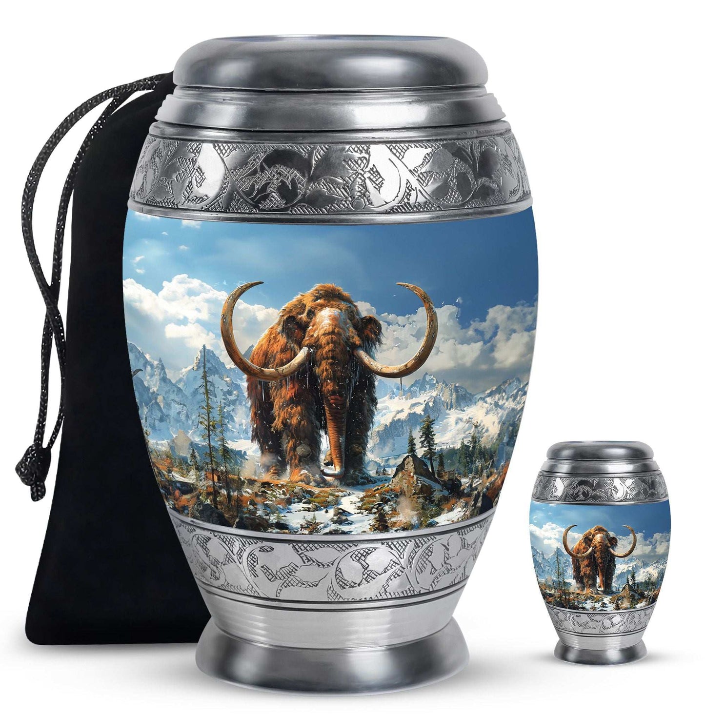 Mamoth Theme Large Urn With 1 Keepsake Urn