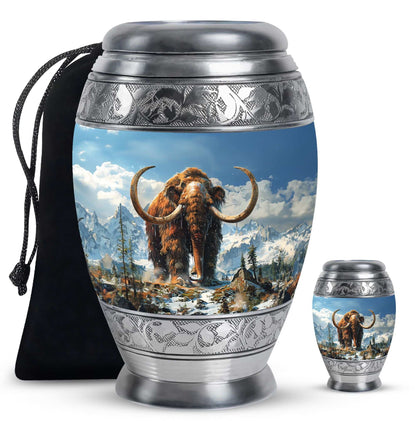 Mamoth Theme Large Urn With 1 Keepsake Urn