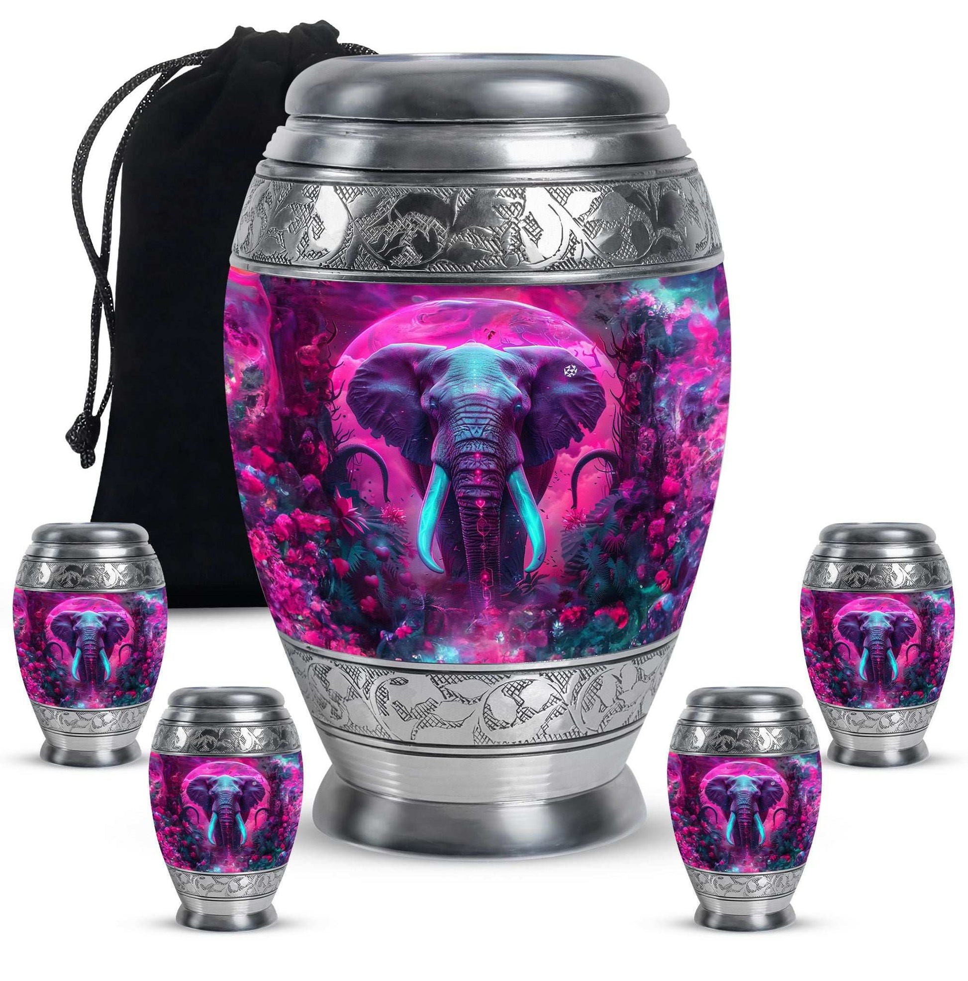 Mamoth Theme Large Urn With 4 Keepsake Urn