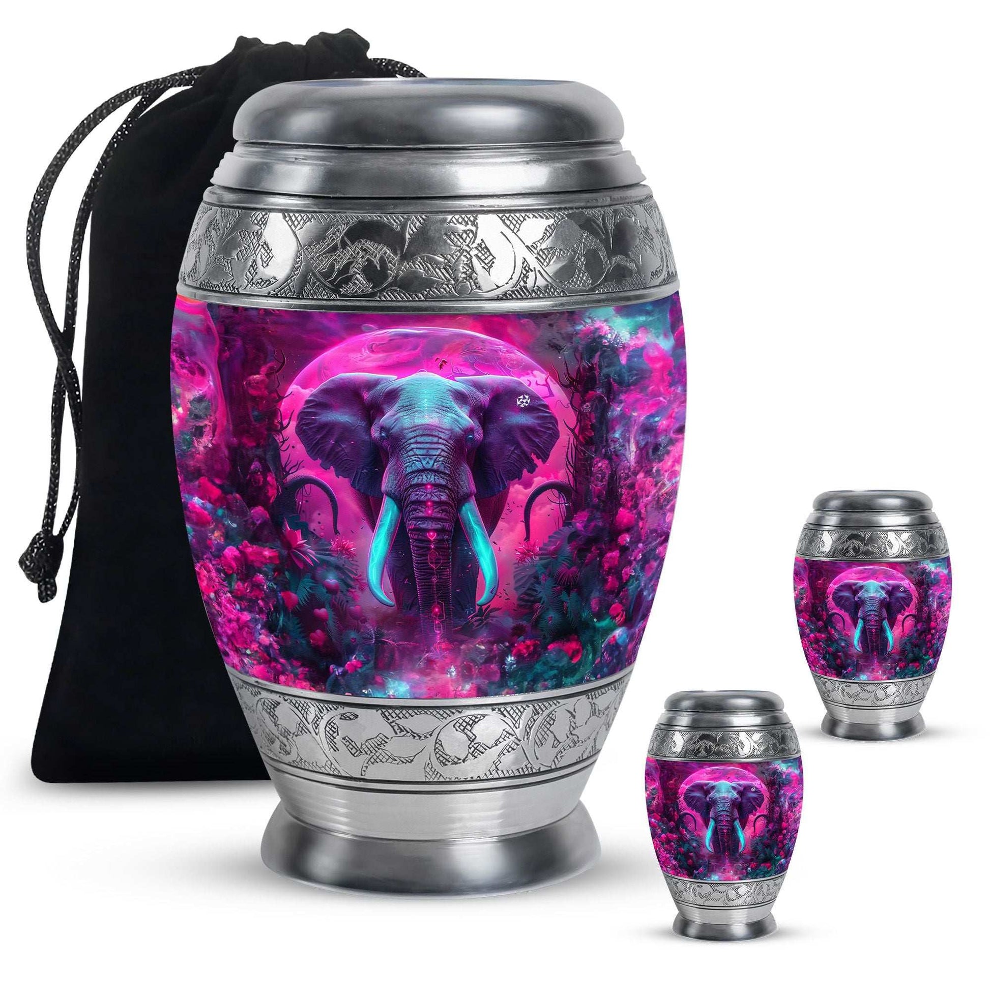 Mamoth Theme Large Urn With 2 Keepsake Urn