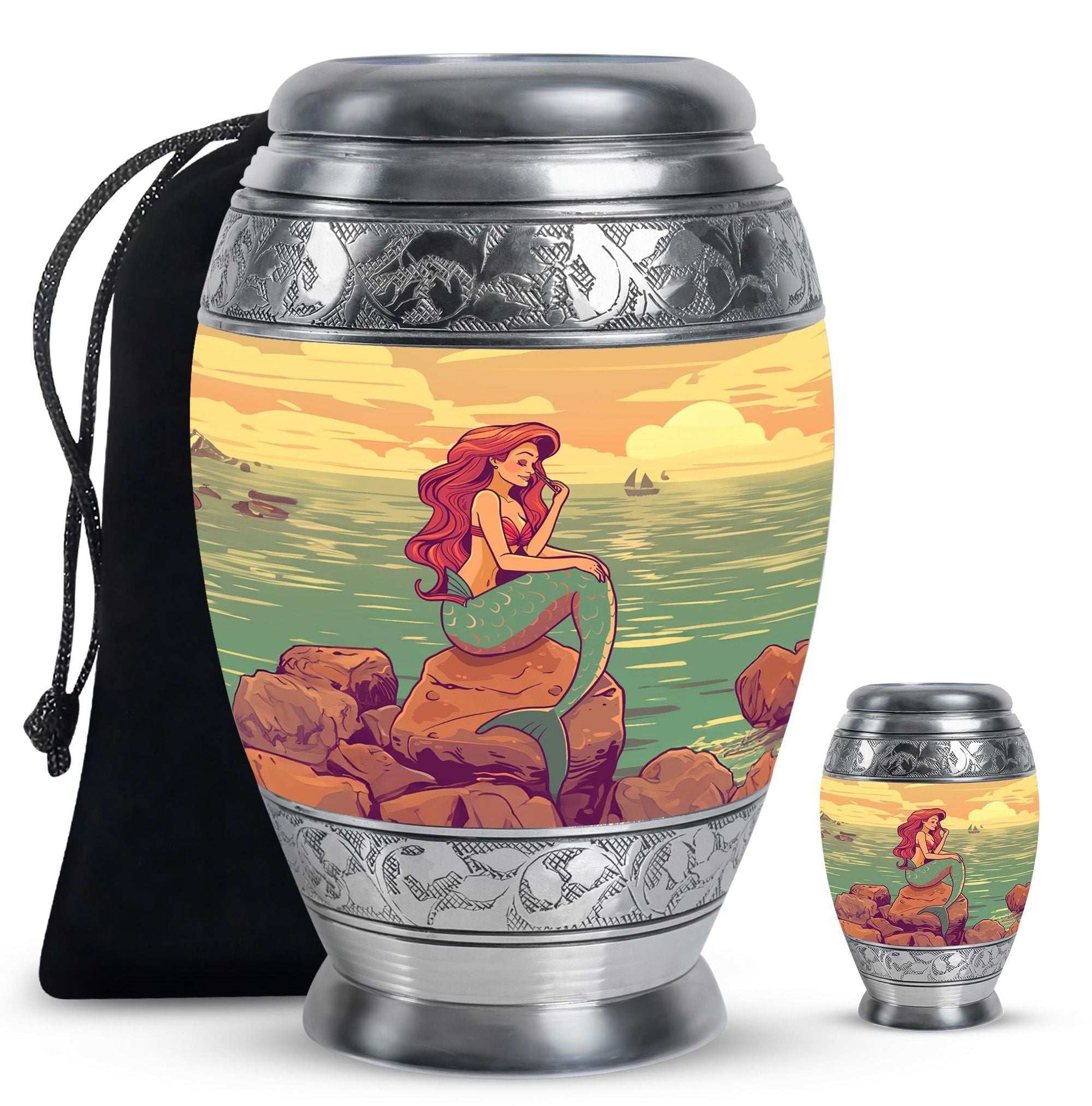 Mermaid Theme Large Urn With 1 Keepsake Urn
