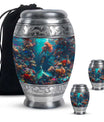 Mermaid Theme Large Urn With 2 Keepsake Urn