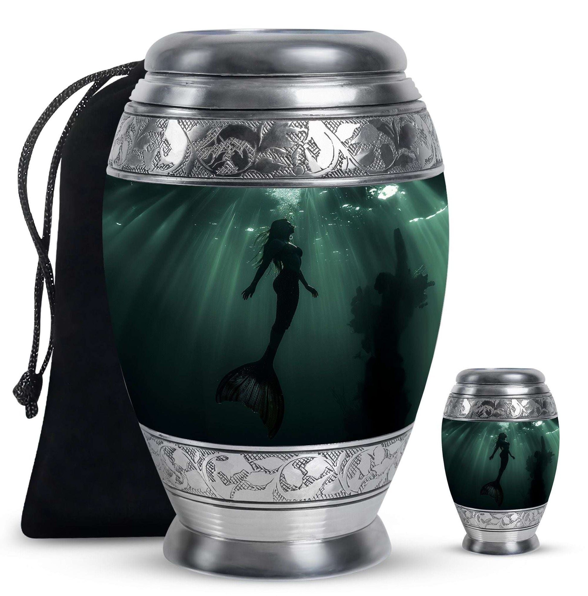 Mermaid Theme Large Urn With 1 Keepsake Urn
