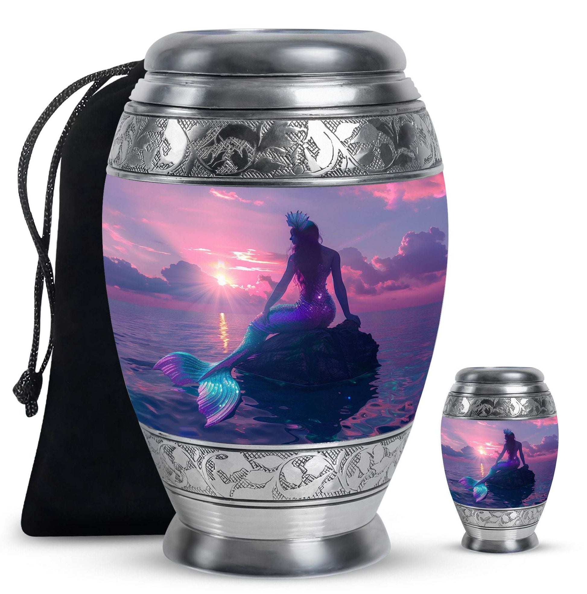 Mermaid Theme Large Urn With 1 Keepsake Urn