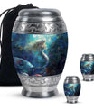 Mermaid Theme Large Urn With 2 Keepsake Urn