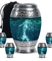 Mermaid Theme Large Urn With 4 Keepsake Urn