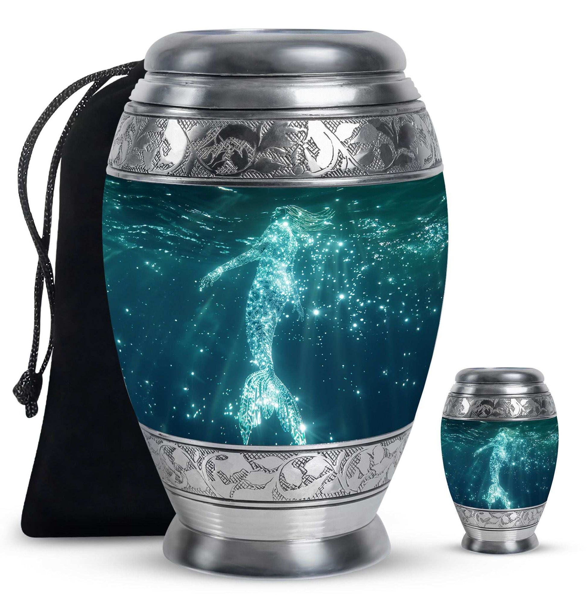 Mermaid Theme Large Urn With 1 Keepsake Urn