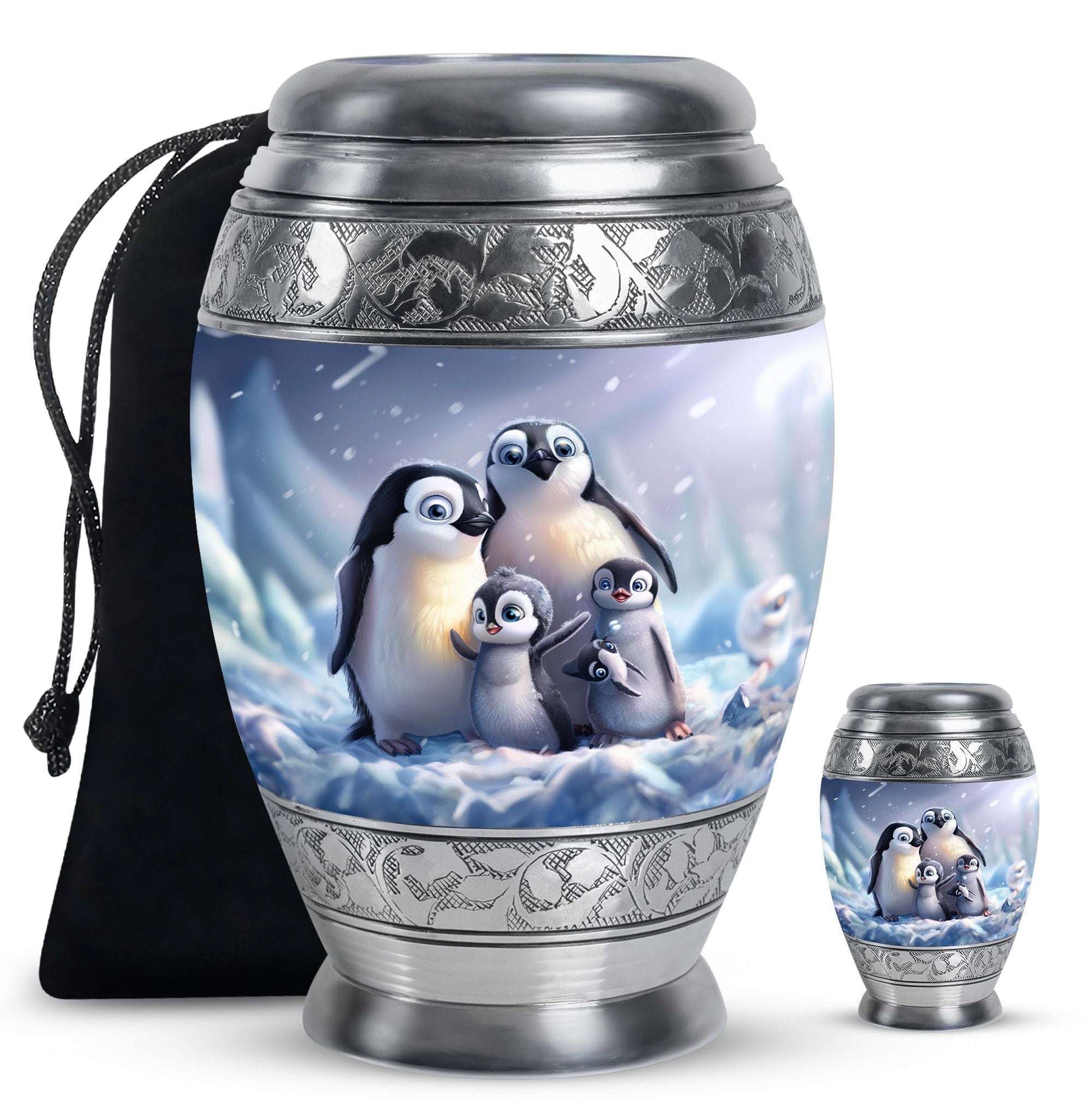 Penguin Theme Large Urn With 1 Keepsake Urn