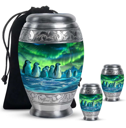 Penguin Theme Large Urn With 2 Keepsake Urn