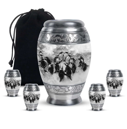 Penguin Theme Large Urn With 4 Keepsake Urn
