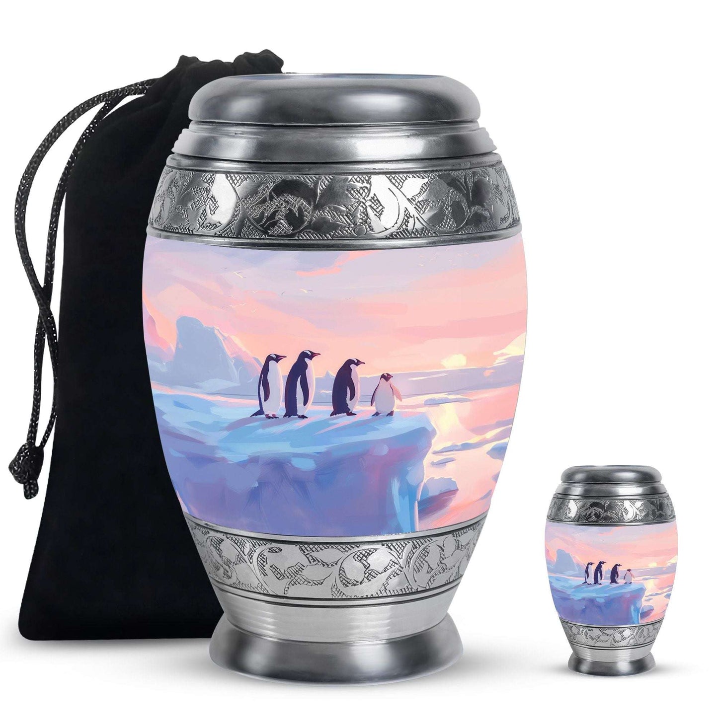 Penguin Theme Large Urn With 1 Keepsake Urn