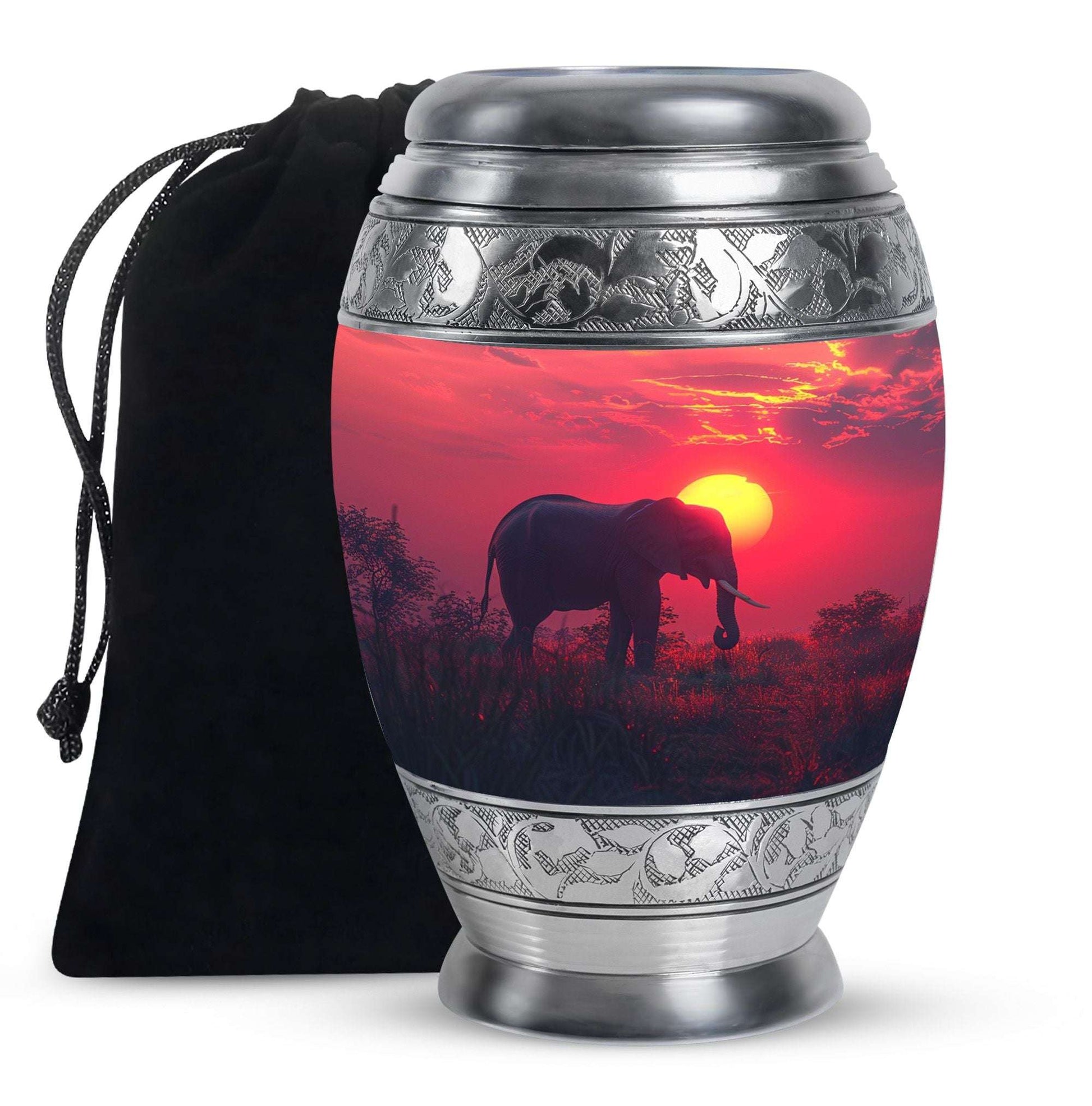 Elephant Theme Large Urn 10 Inch
