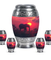 Elephant Theme Large Urn With 4 Keepsake Urn
