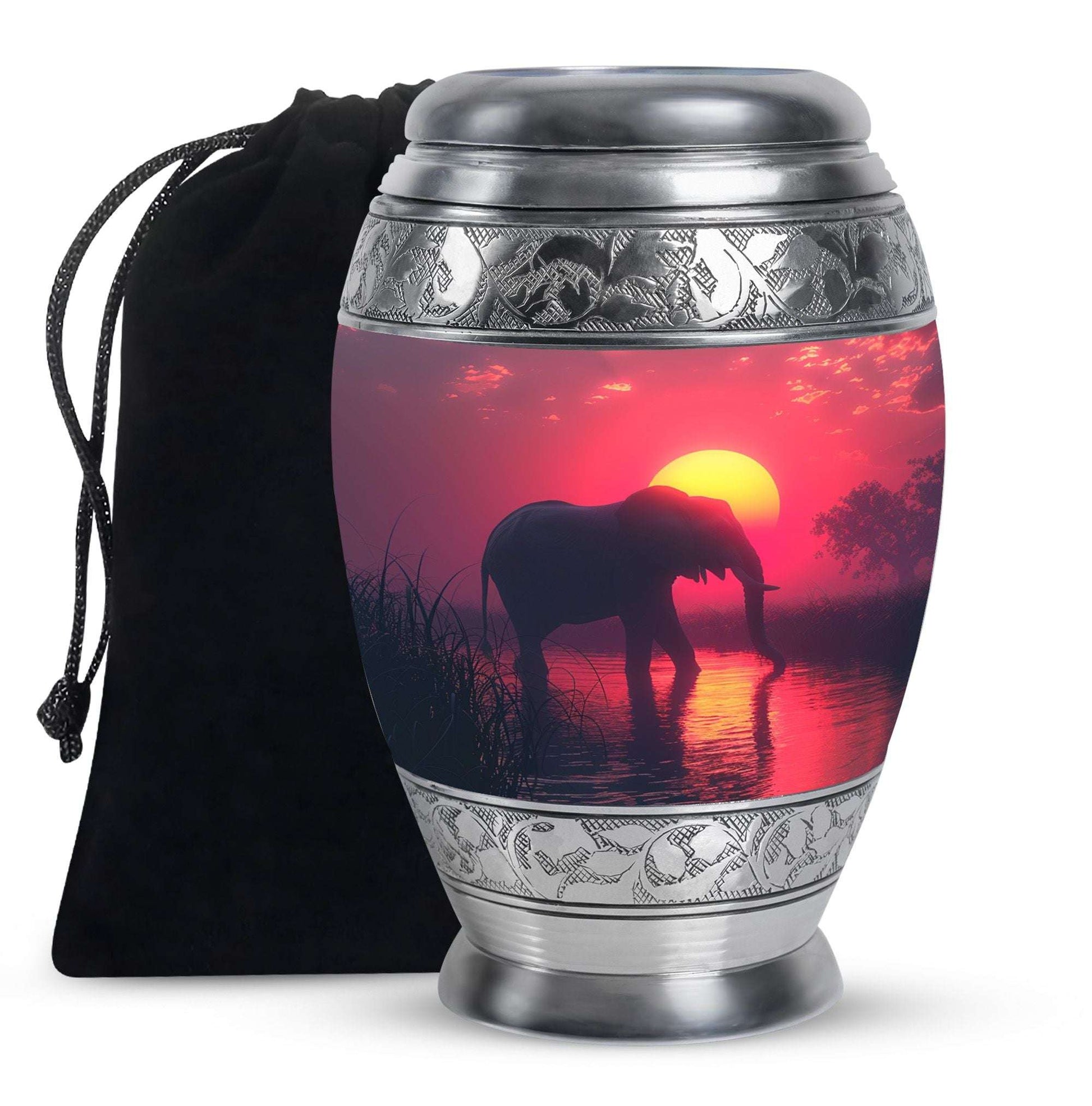 Elephant Theme Large Urn 10 Inch