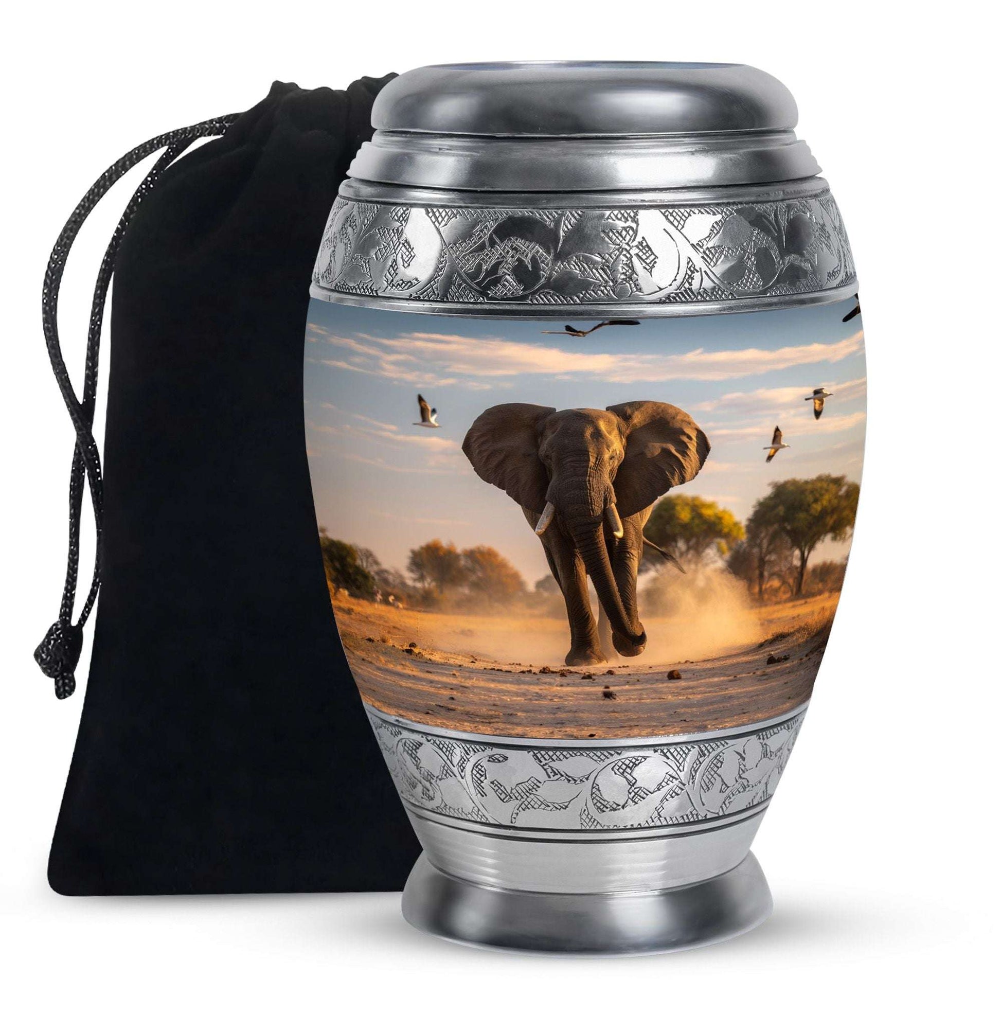 Elephant Theme Large Urn 10 Inch