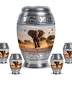 Elephant Theme Large Urn With 4 Keepsake Urn